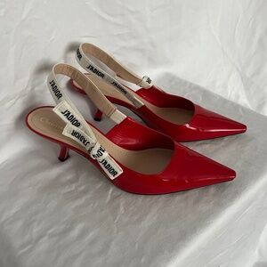 Christian Dior Red J'Adior Slingback Pumps, Wmns Sz 42